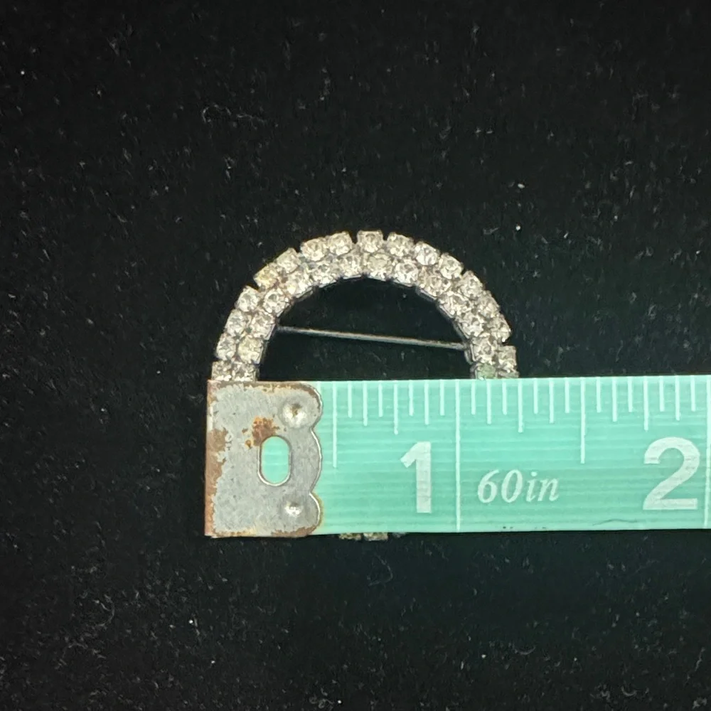 Vintage Silver Rhinestone Circle Brooch